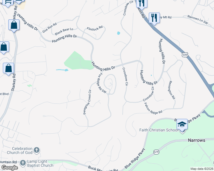 map of restaurants, bars, coffee shops, grocery stores, and more near 5054 Hunting Hills Square in Cave Spring