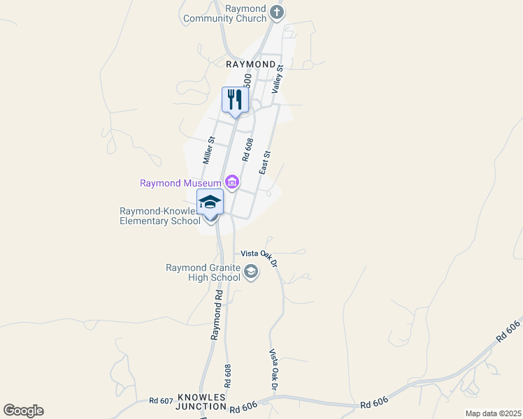 map of restaurants, bars, coffee shops, grocery stores, and more near 31929 East Street in Raymond