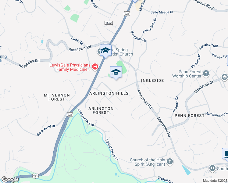 map of restaurants, bars, coffee shops, grocery stores, and more near 4201 Sharolyn Drive in Cave Spring