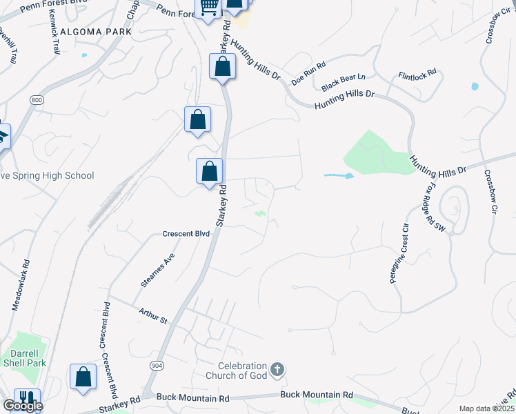 map of restaurants, bars, coffee shops, grocery stores, and more near 5161 Overland Drive in Cave Spring
