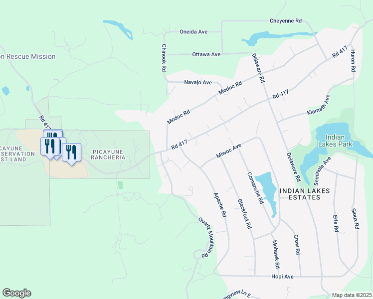 map of restaurants, bars, coffee shops, grocery stores, and more near 31875 Apache Road in Coarsegold