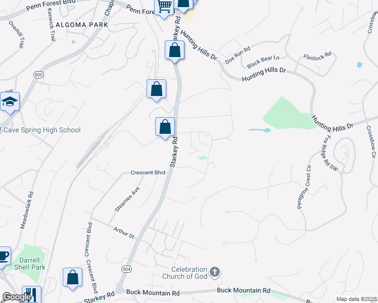 map of restaurants, bars, coffee shops, grocery stores, and more near 5161 Overland Drive in Cave Spring
