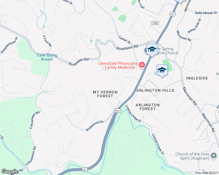 map of restaurants, bars, coffee shops, grocery stores, and more near 5402 Chatsworth Drive in Cave Spring
