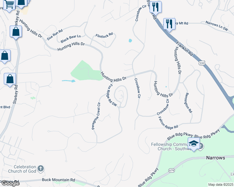 map of restaurants, bars, coffee shops, grocery stores, and more near 5026 Hunting Hills Square in Cave Spring