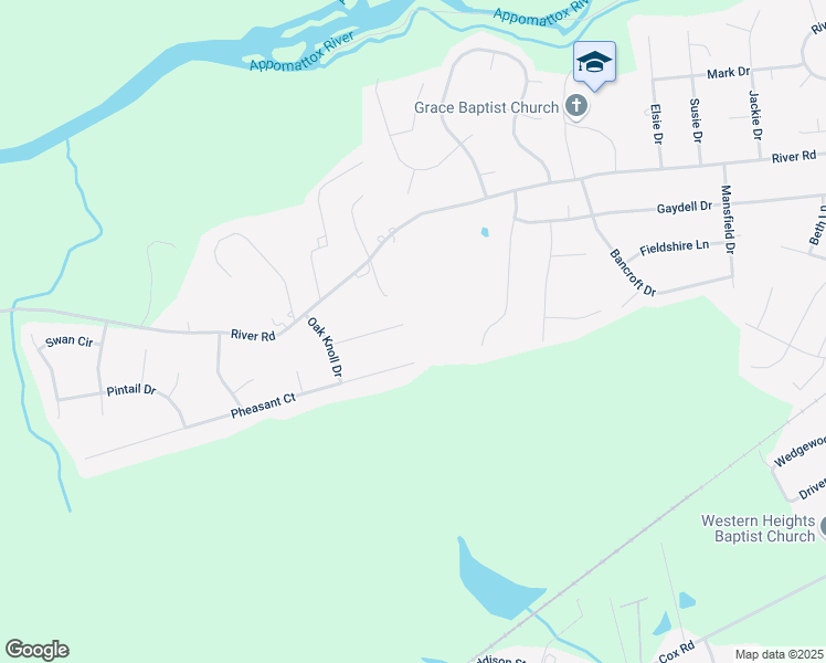 map of restaurants, bars, coffee shops, grocery stores, and more near 23312 Pheasant Court in Petersburg
