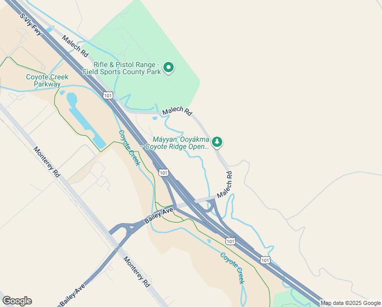 map of restaurants, bars, coffee shops, grocery stores, and more near 9611 Malech Road in Morgan Hill