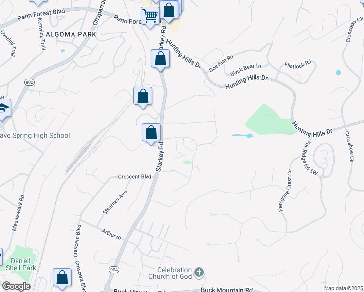 map of restaurants, bars, coffee shops, grocery stores, and more near 5147-5195 Overland Drive in Cave Spring