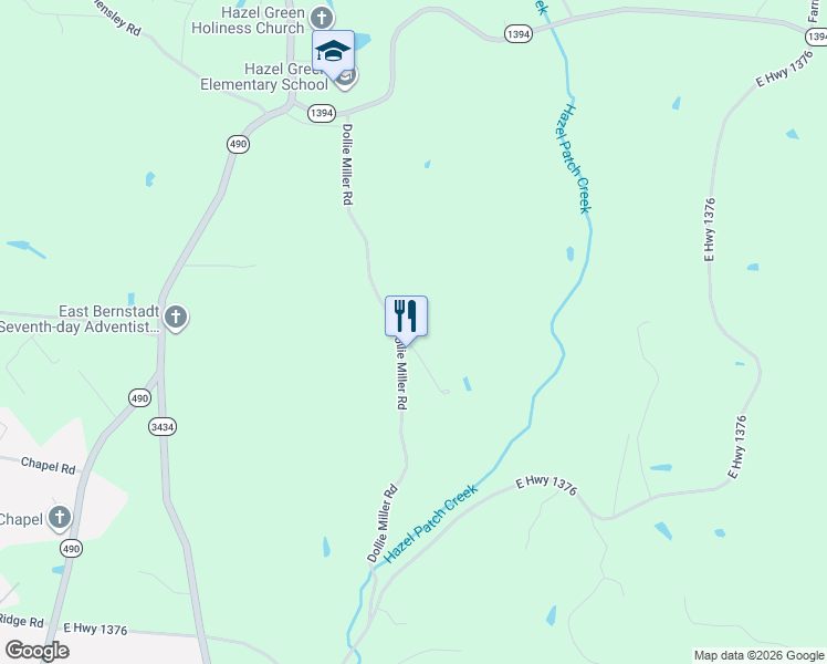 map of restaurants, bars, coffee shops, grocery stores, and more near 630 Dollie Miller Road in East Bernstadt