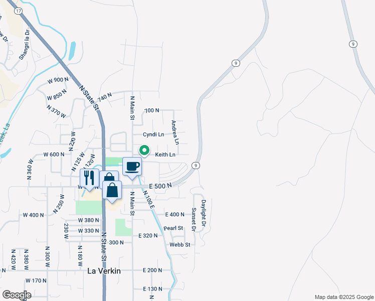 map of restaurants, bars, coffee shops, grocery stores, and more near 209 Keith Lane in La Verkin