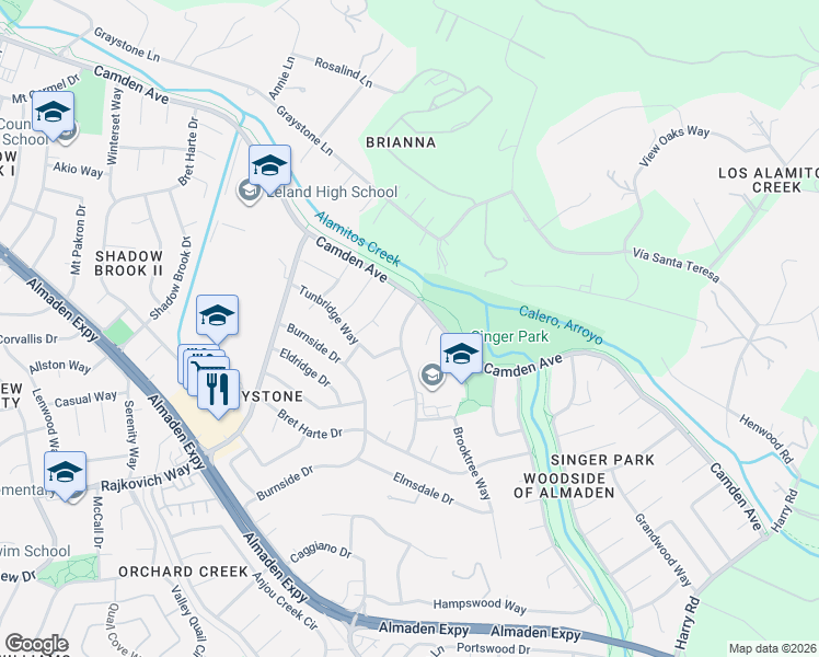 map of restaurants, bars, coffee shops, grocery stores, and more near 6807 Taglio Court in San Jose