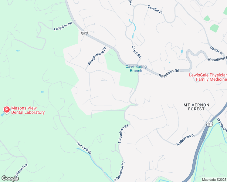 map of restaurants, bars, coffee shops, grocery stores, and more near 5397 Montague Way in Roanoke