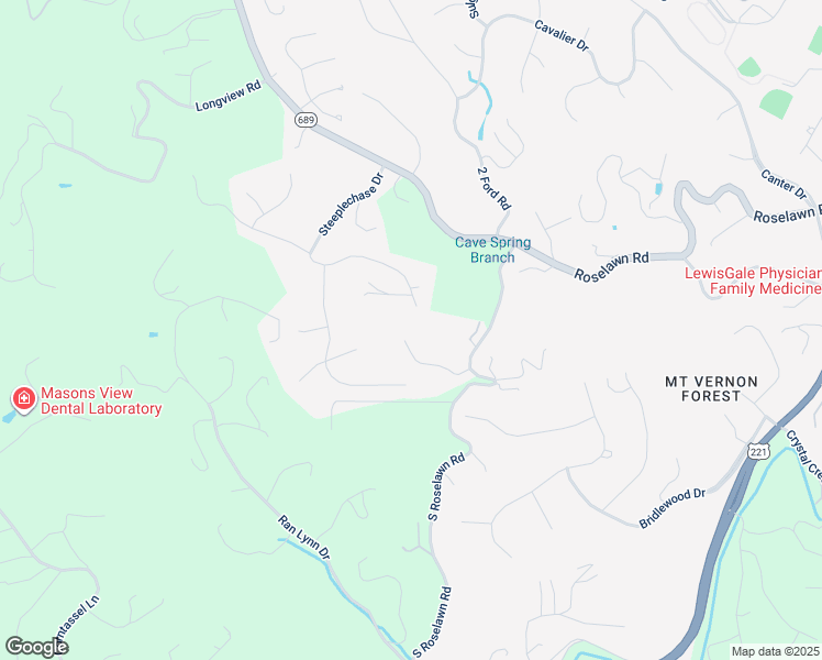 map of restaurants, bars, coffee shops, grocery stores, and more near 5397 Montague Way in Roanoke