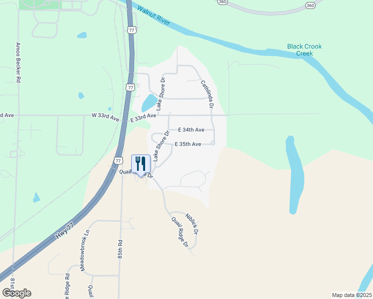 map of restaurants, bars, coffee shops, grocery stores, and more near 603 East 35th Avenue in Winfield