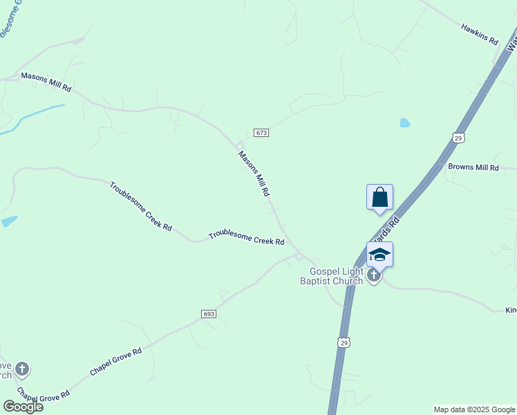 map of restaurants, bars, coffee shops, grocery stores, and more near 280 Masons Mill Road in Evington