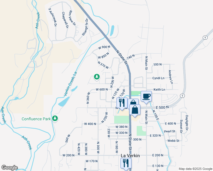 map of restaurants, bars, coffee shops, grocery stores, and more near 255 West 635 North in La Verkin