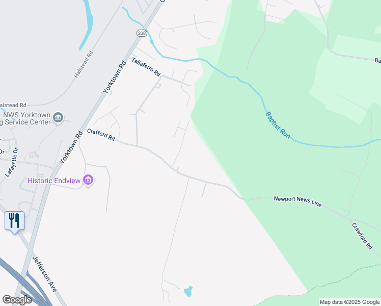 map of restaurants, bars, coffee shops, grocery stores, and more near 516 Lula Carter Rd in Newport News
