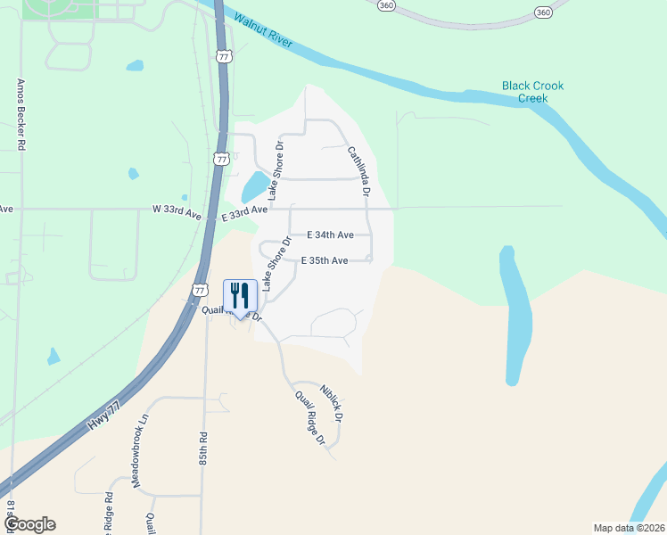 map of restaurants, bars, coffee shops, grocery stores, and more near 603 East 35th Avenue in Winfield