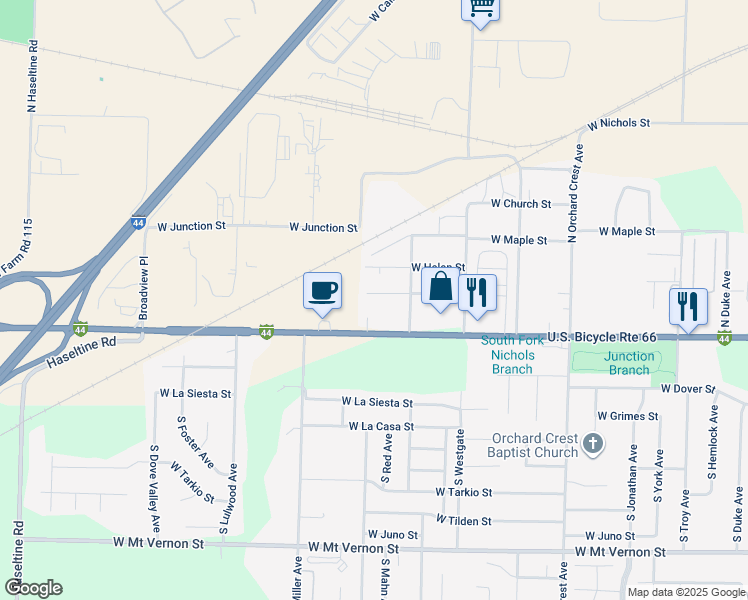 map of restaurants, bars, coffee shops, grocery stores, and more near 4426 West Billings Street in Springfield