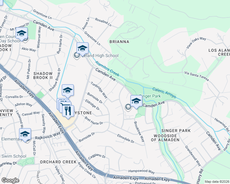map of restaurants, bars, coffee shops, grocery stores, and more near 962 Yarmouth Court in San Jose