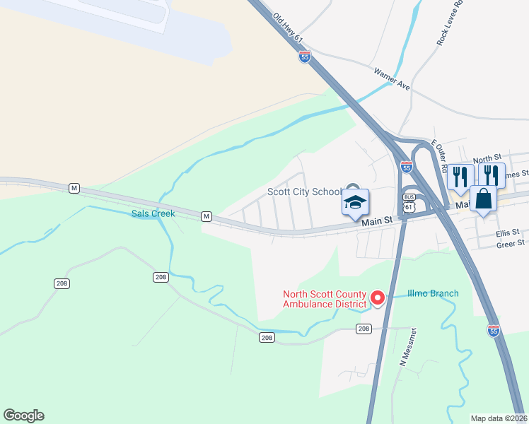 map of restaurants, bars, coffee shops, grocery stores, and more near 303 Susan Street in Scott City