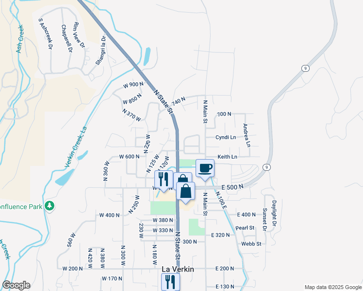map of restaurants, bars, coffee shops, grocery stores, and more near 651 North 90 West in La Verkin