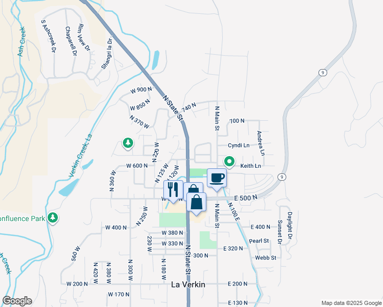map of restaurants, bars, coffee shops, grocery stores, and more near 651 North 90 West in La Verkin