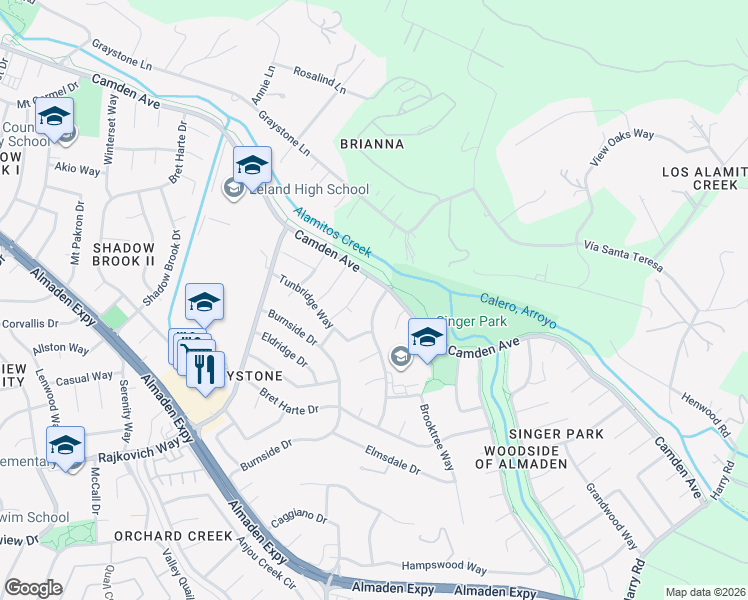 map of restaurants, bars, coffee shops, grocery stores, and more near 962 Yarmouth Court in San Jose