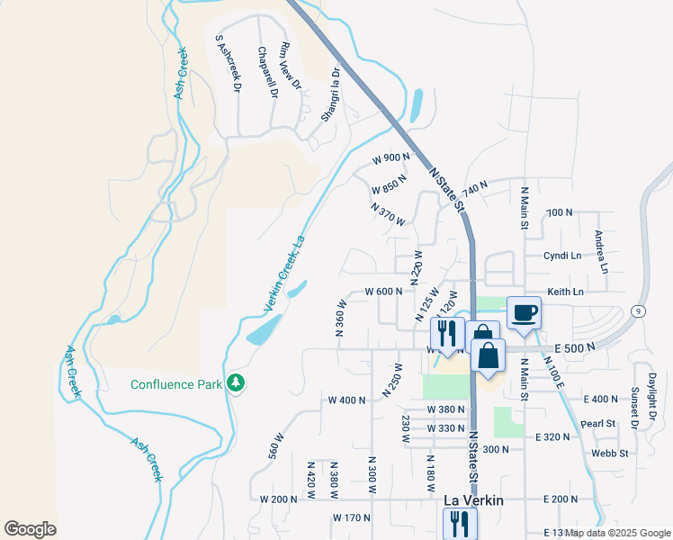 map of restaurants, bars, coffee shops, grocery stores, and more near 631 North 380 West in La Verkin