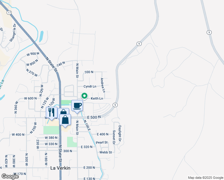 map of restaurants, bars, coffee shops, grocery stores, and more near 221 Tonna Circle in La Verkin