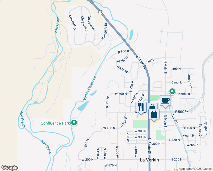 map of restaurants, bars, coffee shops, grocery stores, and more near 639 North 380 West in La Verkin