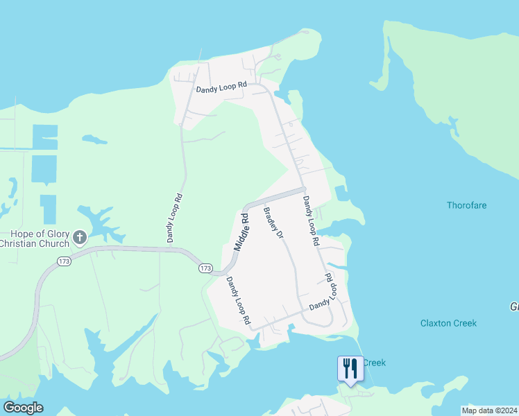 map of restaurants, bars, coffee shops, grocery stores, and more near 129 Bradley Drive in Yorktown