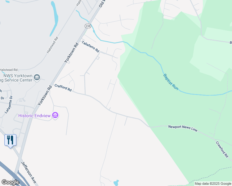 map of restaurants, bars, coffee shops, grocery stores, and more near 516 Lula Carter Road in Newport News