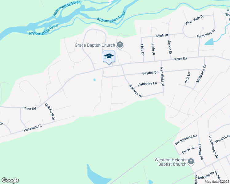 map of restaurants, bars, coffee shops, grocery stores, and more near 4201 Keithwood Drive in Petersburg