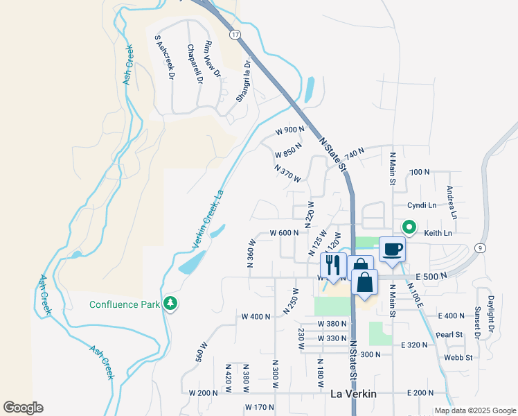 map of restaurants, bars, coffee shops, grocery stores, and more near 677 North 380 West in La Verkin