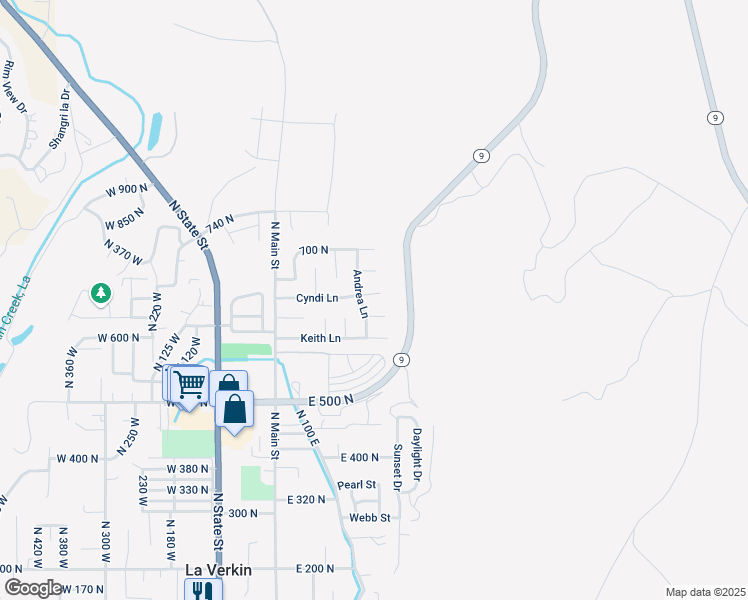 map of restaurants, bars, coffee shops, grocery stores, and more near 186 East 645 North in La Verkin