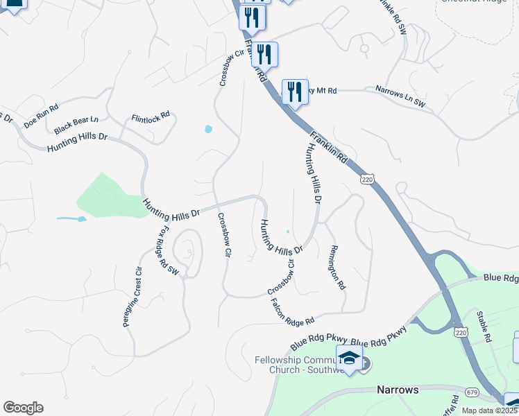 map of restaurants, bars, coffee shops, grocery stores, and more near 4906 Buckhorn Road in Roanoke