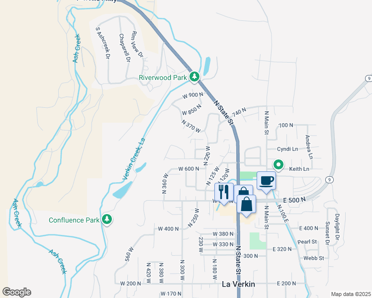 map of restaurants, bars, coffee shops, grocery stores, and more near 670 North 300 West in La Verkin