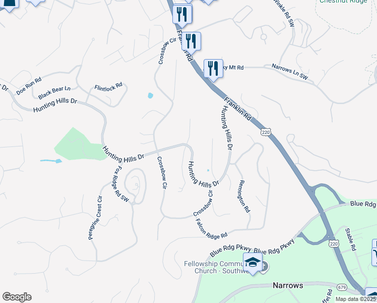 map of restaurants, bars, coffee shops, grocery stores, and more near 4906 Buckhorn Road in Roanoke