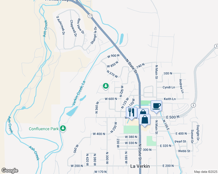 map of restaurants, bars, coffee shops, grocery stores, and more near 670 North 300 West in La Verkin