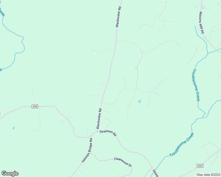 map of restaurants, bars, coffee shops, grocery stores, and more near 1496 Blackwater Road in Evington