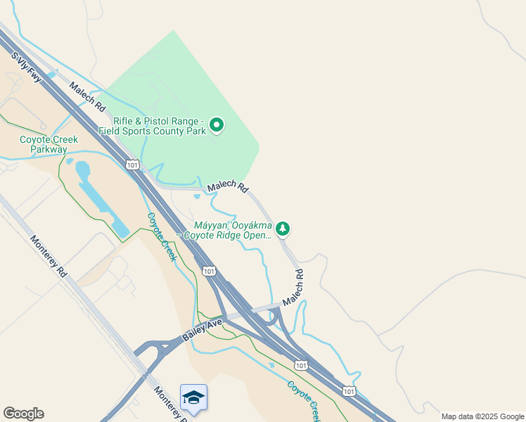 map of restaurants, bars, coffee shops, grocery stores, and more near 9611 Malech Road in Morgan Hill