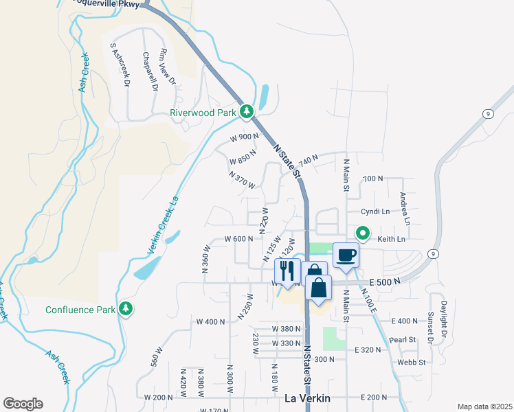 map of restaurants, bars, coffee shops, grocery stores, and more near 685 North 275 West in La Verkin