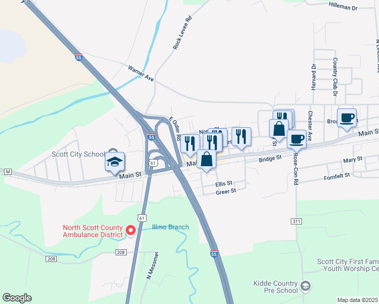 map of restaurants, bars, coffee shops, grocery stores, and more near 315 Crites Avenue in Scott City