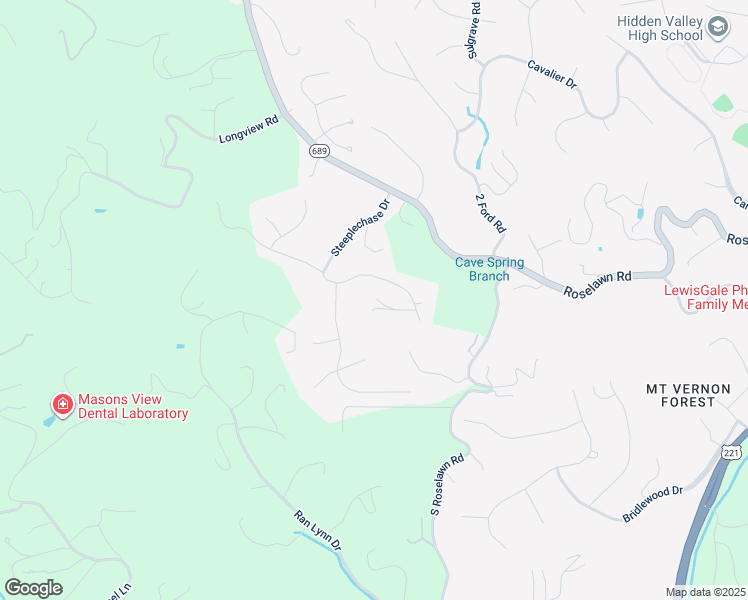 map of restaurants, bars, coffee shops, grocery stores, and more near 6191 Steeplechase Drive in Roanoke