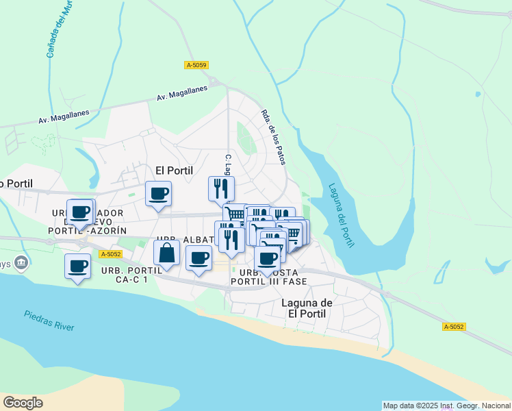 map of restaurants, bars, coffee shops, grocery stores, and more near 9 Calle Mariposa in El Portil