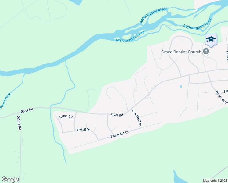map of restaurants, bars, coffee shops, grocery stores, and more near 4138 Henshaw Drive in Petersburg
