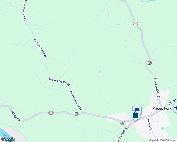 map of restaurants, bars, coffee shops, grocery stores, and more near 1732 Keisters Branch Road in Blacksburg