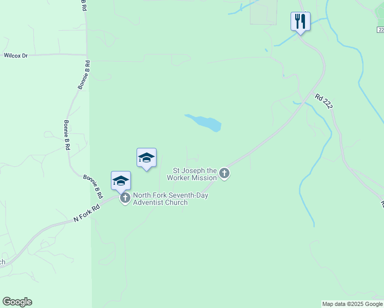 map of restaurants, bars, coffee shops, grocery stores, and more near 32151 Tahoot Drive in North Fork