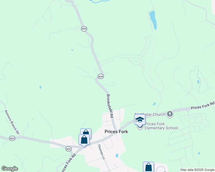 map of restaurants, bars, coffee shops, grocery stores, and more near 1806 Brooksfield Road in Blacksburg