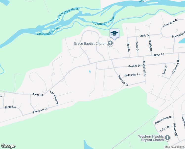 map of restaurants, bars, coffee shops, grocery stores, and more near 4106 Kenneth Drive in Petersburg